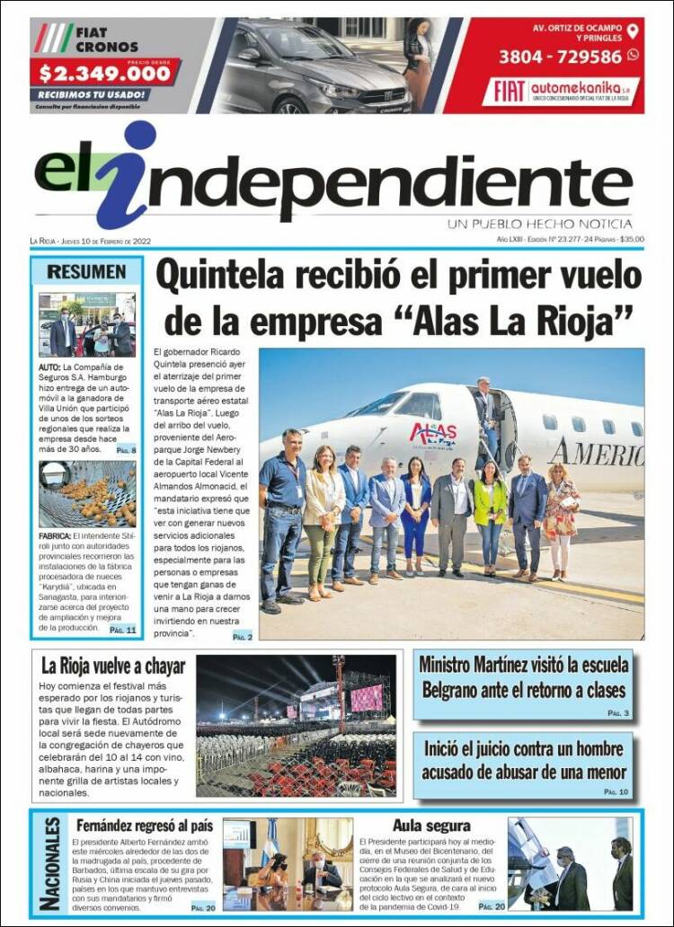 Portada de El Independiente (Argentina)
