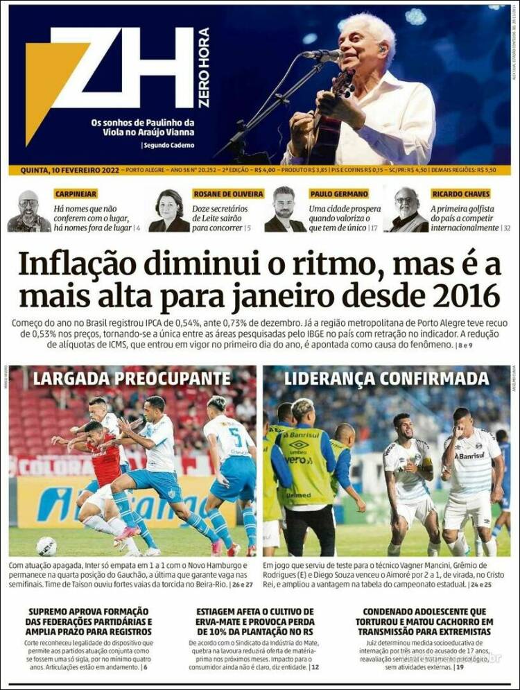 Portada de Zero Hora (Brasil)