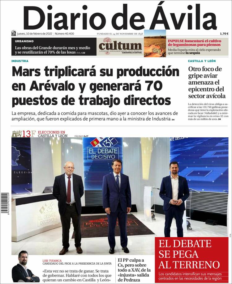 Portada de Diario de Ávila (España)