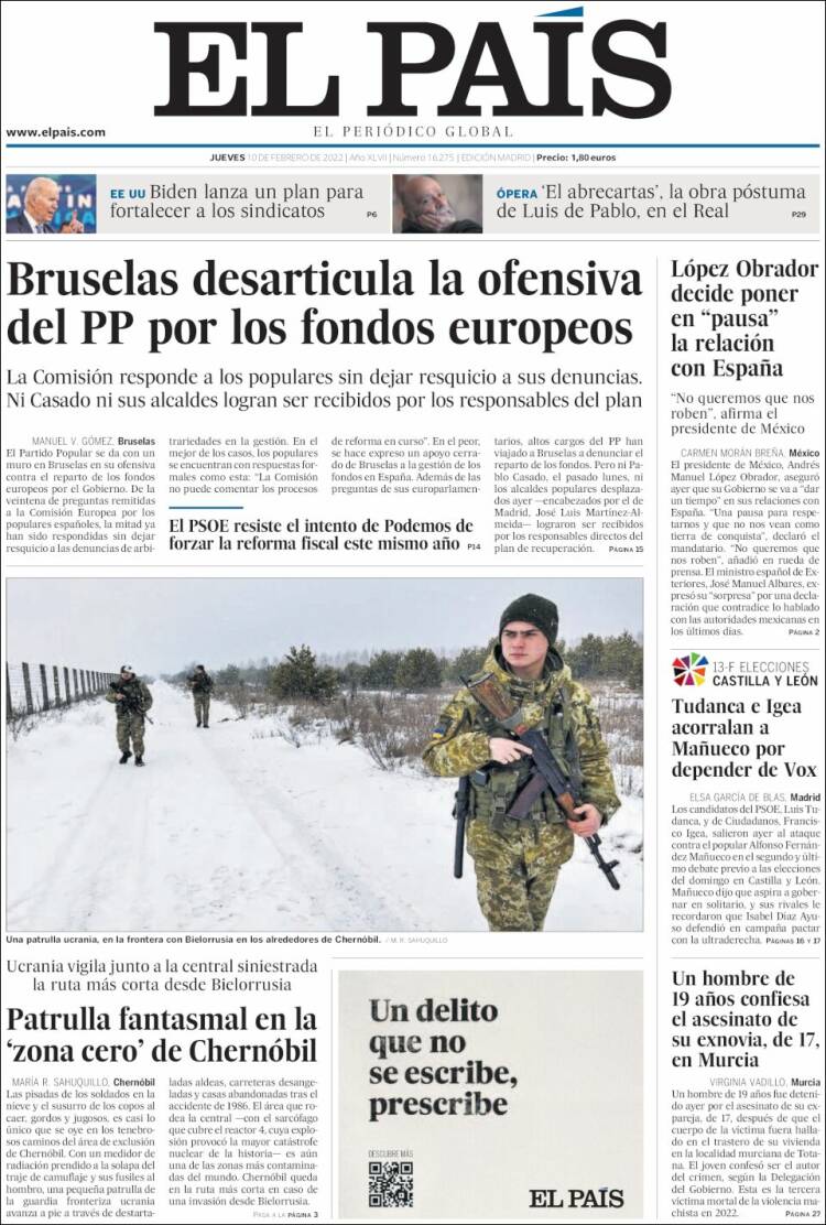 Portada de El País (España)