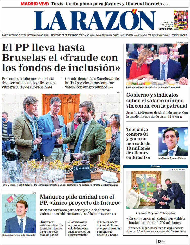 Portada de La Razón (España)