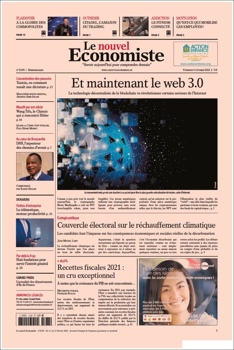 Portada de Le nouvel Economiste (Francia)