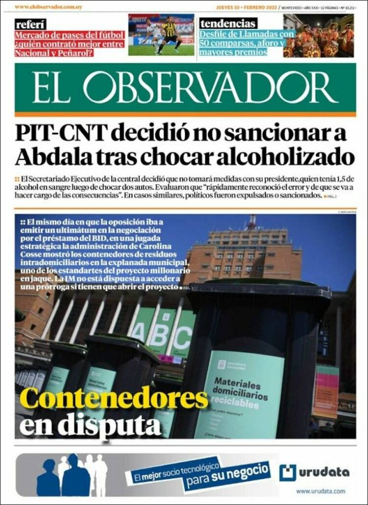 Portada de El Observador (Uruguay)