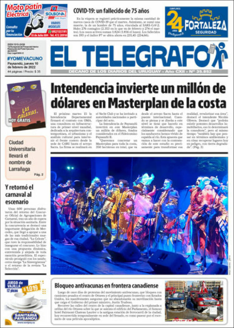 Portada de El Telégrafo (Uruguay)