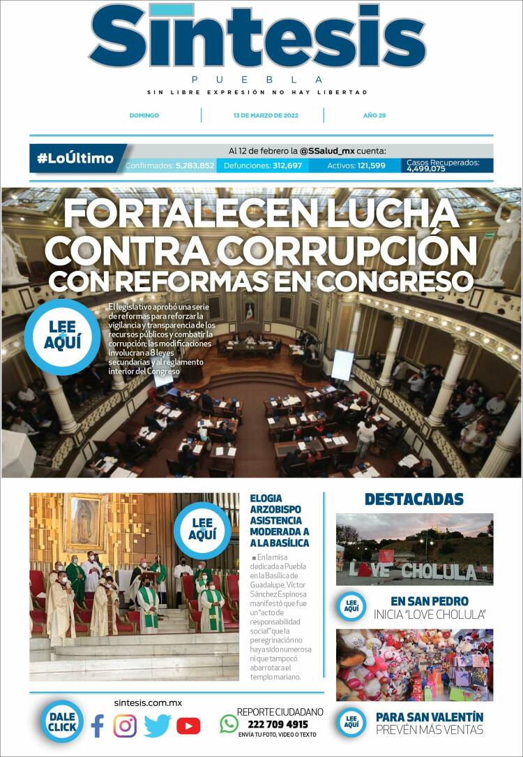 Portada de Síntesis - Puebla (M&eacute;xico)