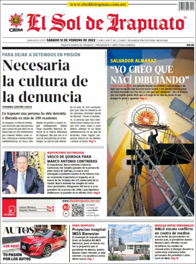 Portada de El Sol de Irapuato (M&eacute;xico)