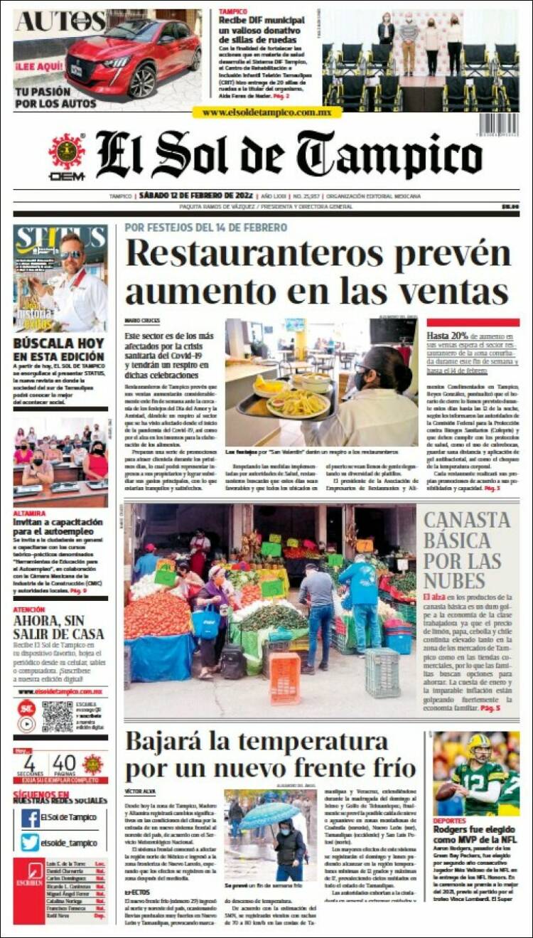 Portada de El Sol de Tampico (M&eacute;xico)