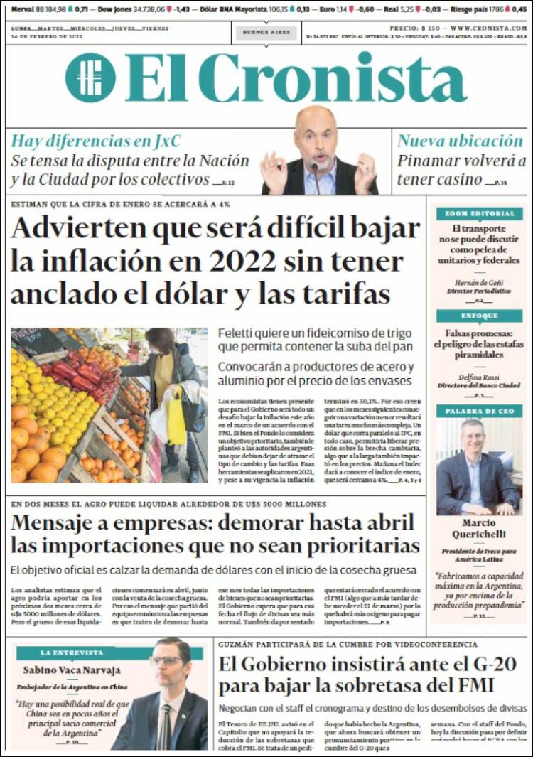 Portada de El Cronista Comercial (Argentina)