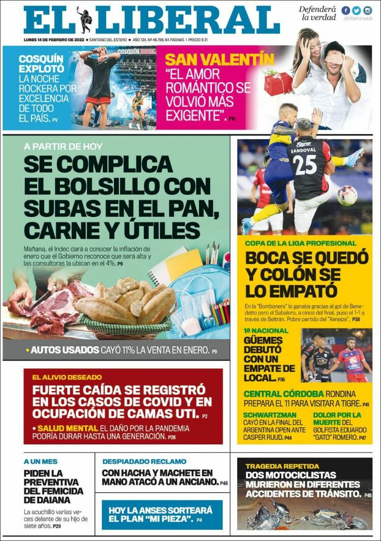 Portada de Diario El Liberal (Argentina)