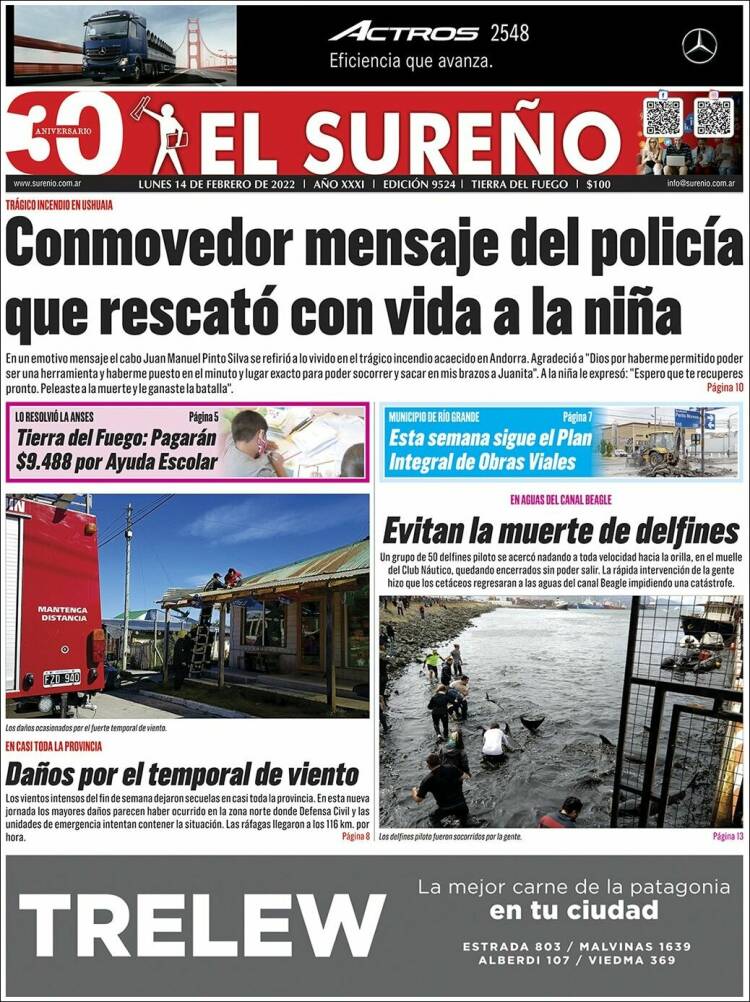 Portada de Diario El Sureño (Argentina)