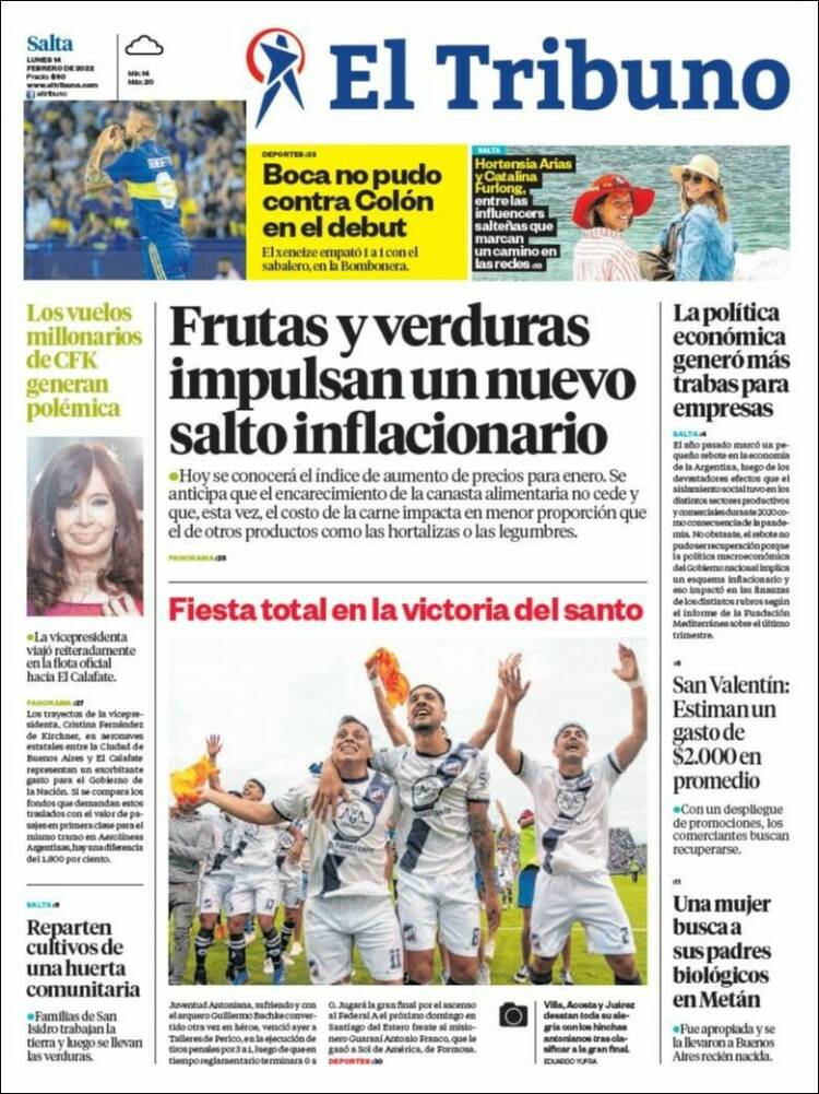 Portada de El Tribuno - Salta (Argentina)