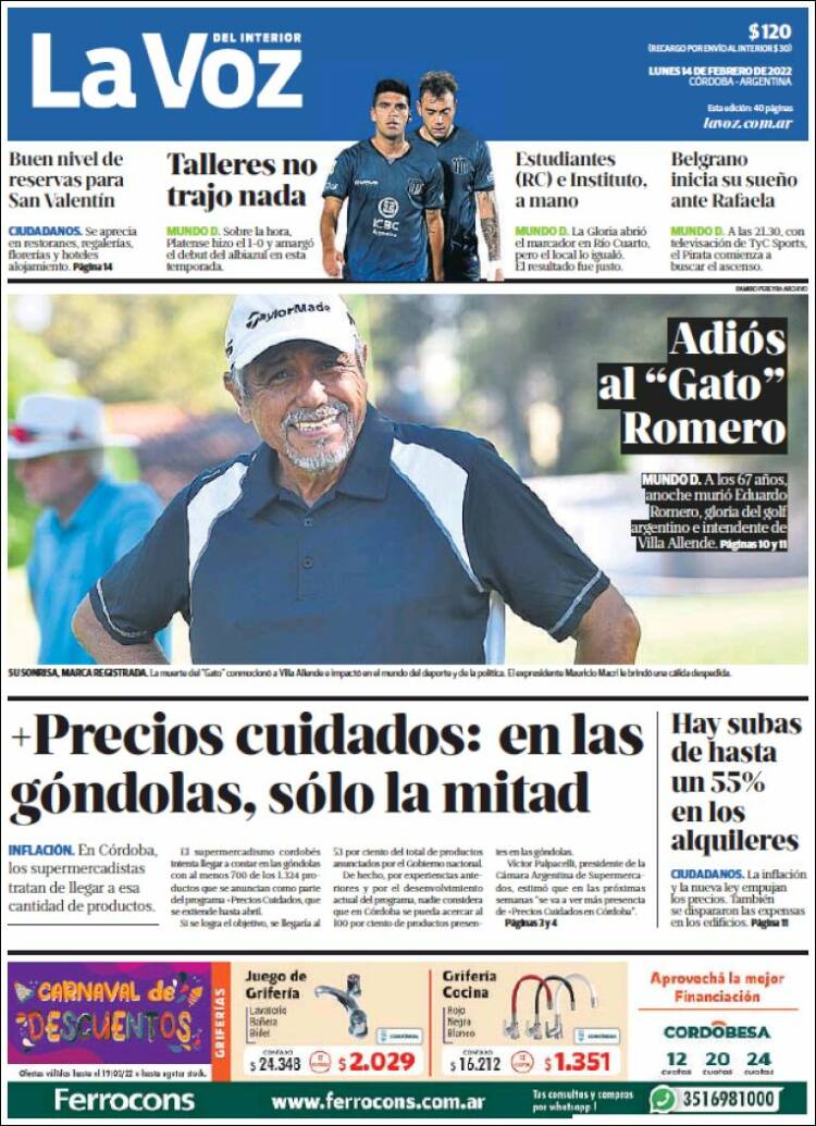 Portada de La Voz del Interior (Argentina)