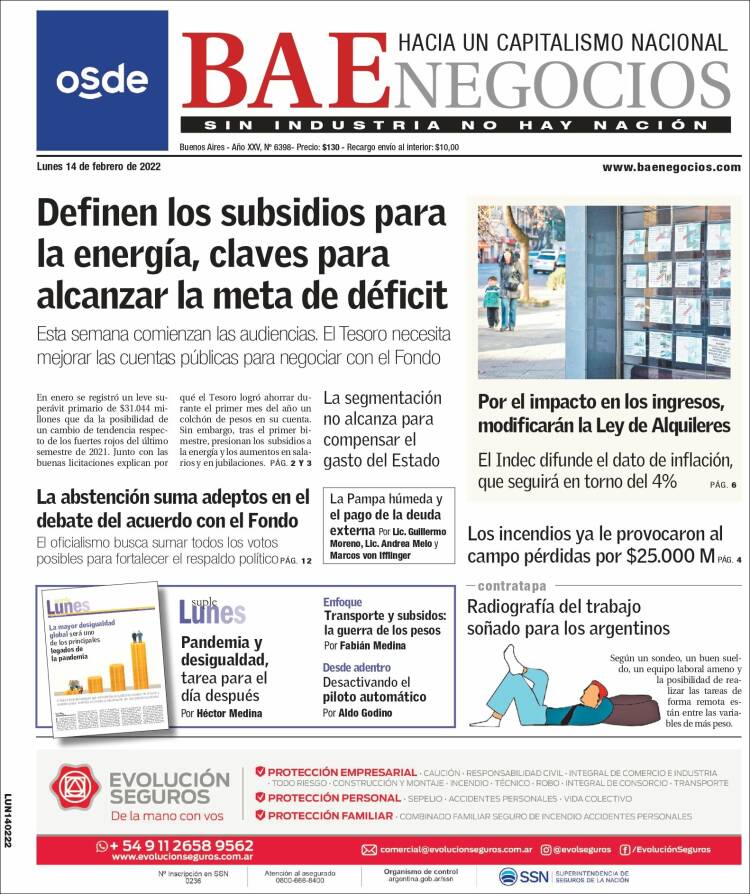 Portada de Buenos Aires Económico (Argentina)