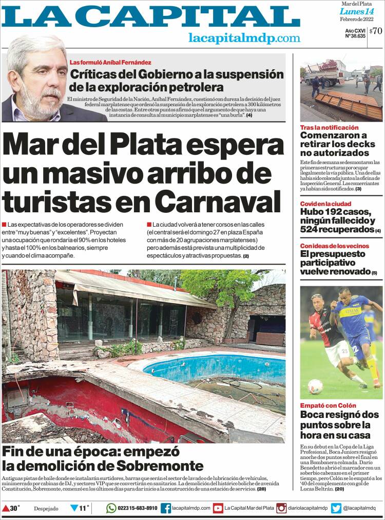 Portada de Diario La Capital - Mar del Plata (Argentina)