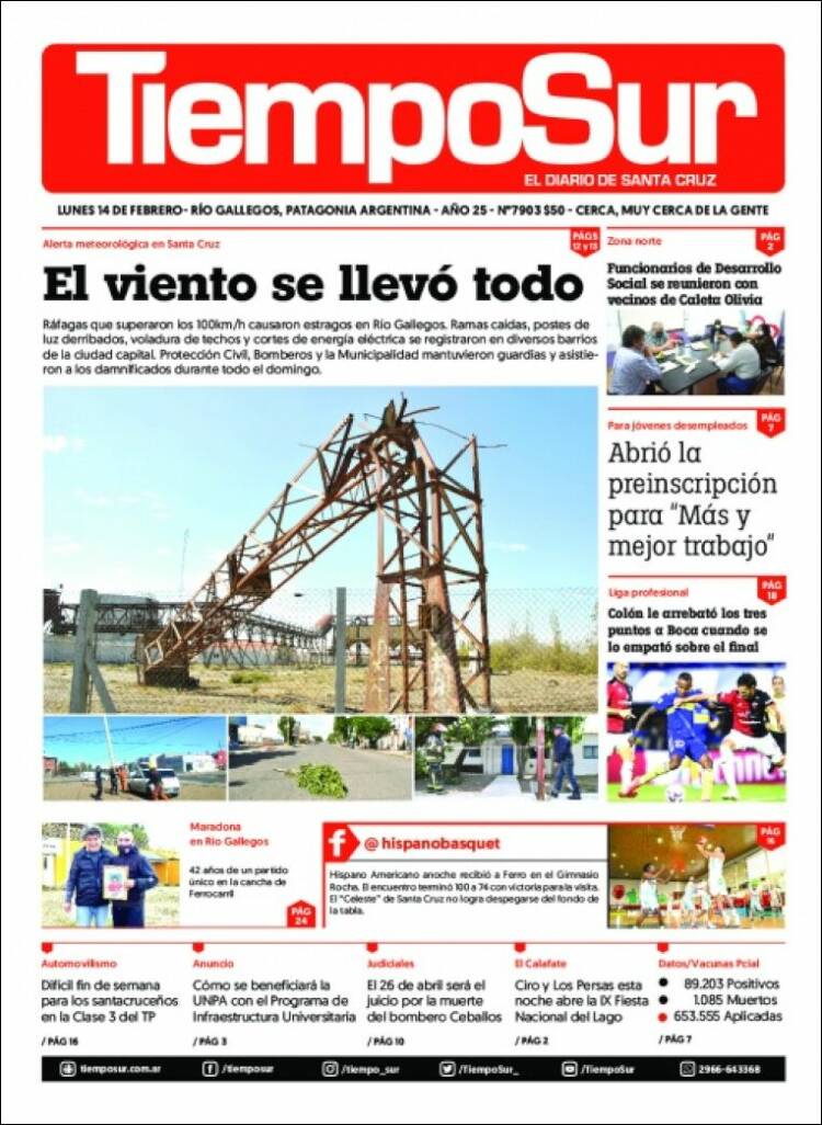 Portada de Tiempo Sur (Argentina)