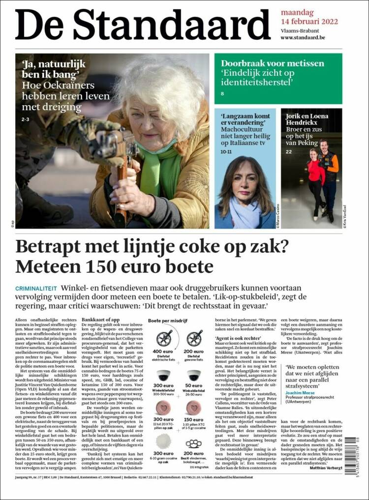 Portada de De Standaard (B&eacute;lgica)