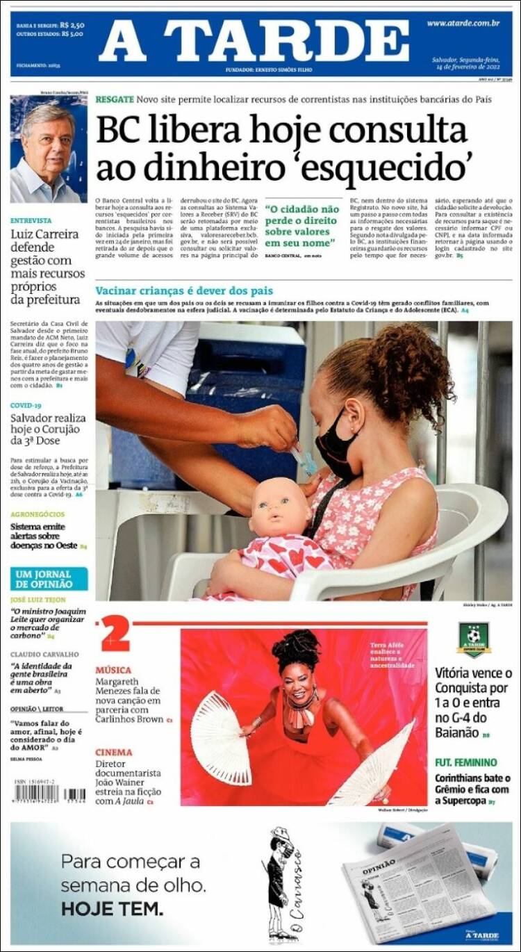 Portada de Diário A Tarde (Brasil)