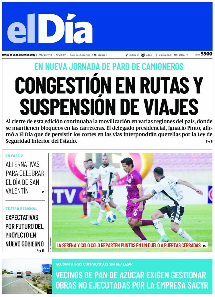 Portada de El Día (Chile)