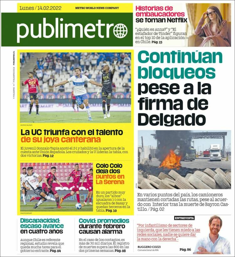 Portada de Publimetro (Chile)