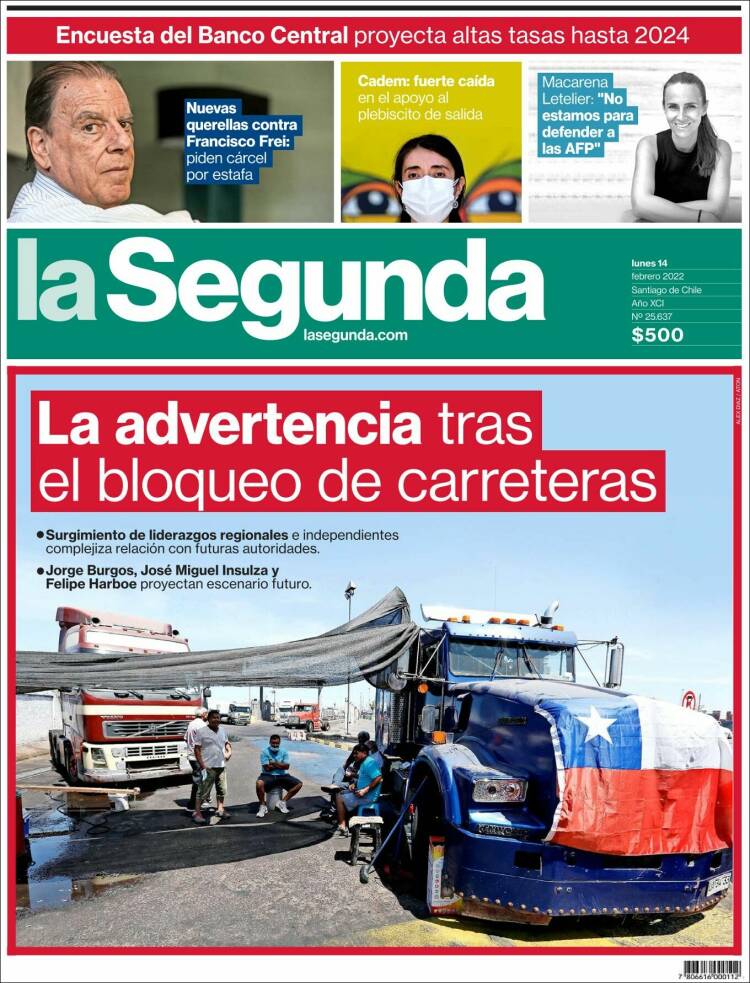 Portada de La Segunda (Chile)