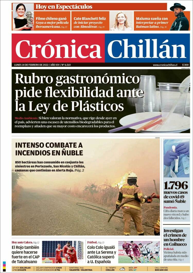 Portada de Crónica Chillán (Chile)