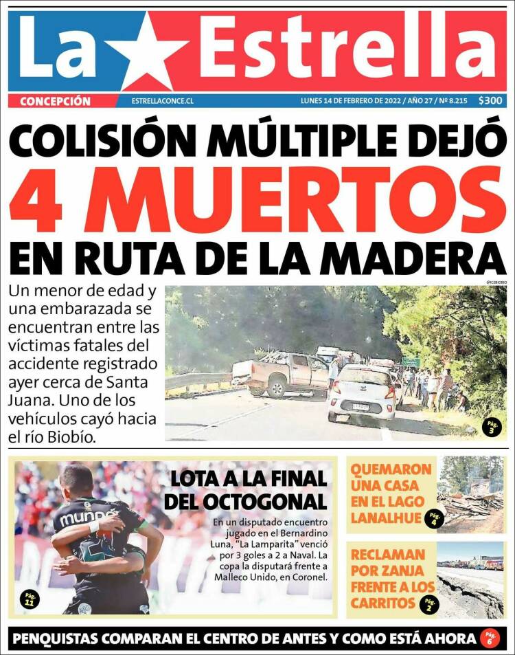 Portada de La Estrella de Concepción (Chile)