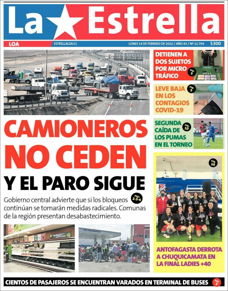 Portada de La Estrella de Loa (Chile)