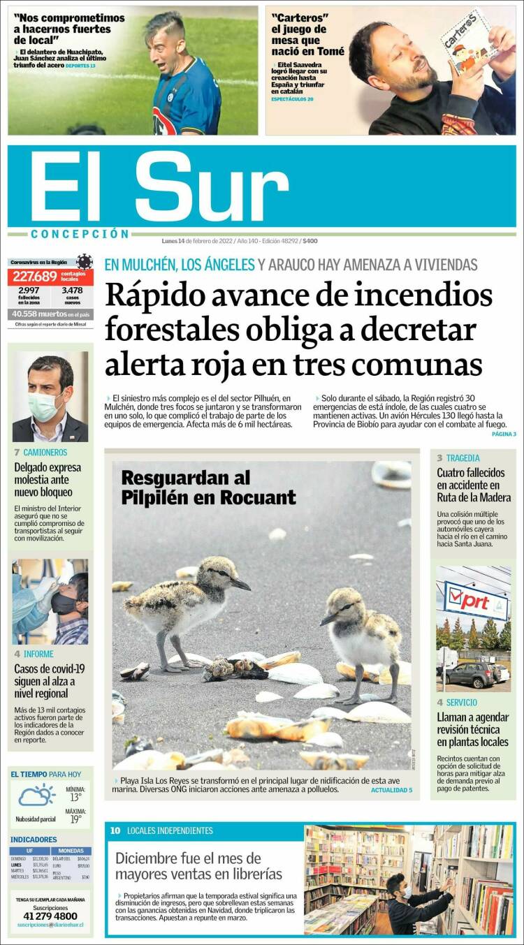 Portada de El Sur (Chile)