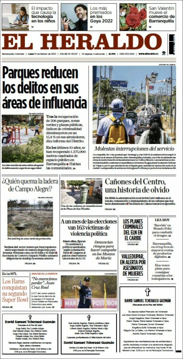 Portada de El Heraldo (Colombia)