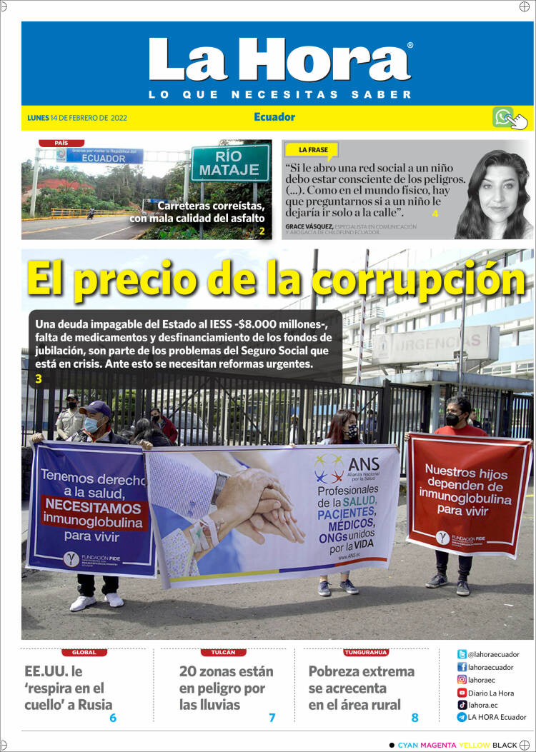 Portada de La Hora - Ecuador (Ecuador)