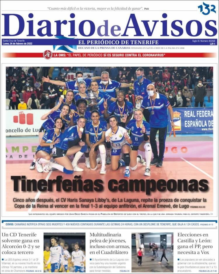 Portada de Diarios de Avisos (España)