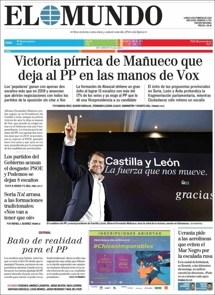 Portada de El Mundo (España)