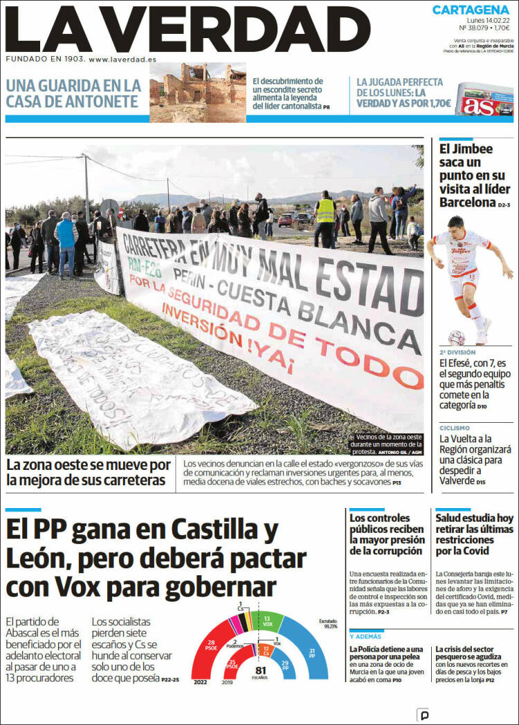 Portada de La Verdad de Cartagena (España)