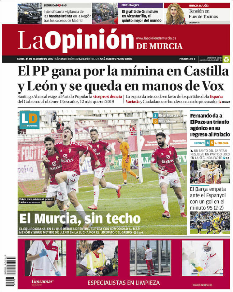 Portada de La Opinión de Murcia (España)