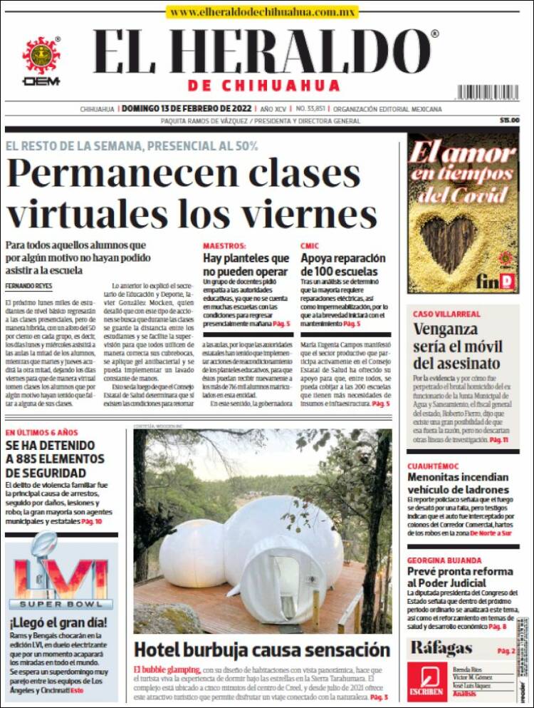 Portada de El Heraldo de Chihuahua (México)