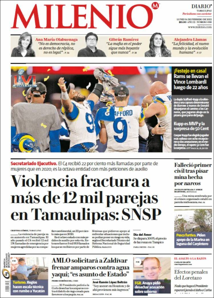 Portada de Milenio - Tamaulipas (México)
