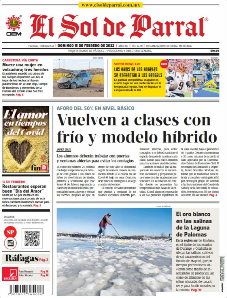 Portada de El Sol de Parral (México)