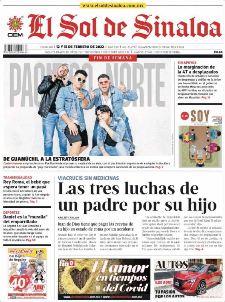 Portada de El Sol de Sinaloa (México)