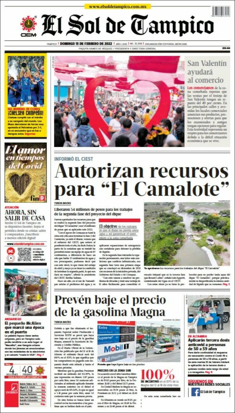Portada de El Sol de Tampico (México)