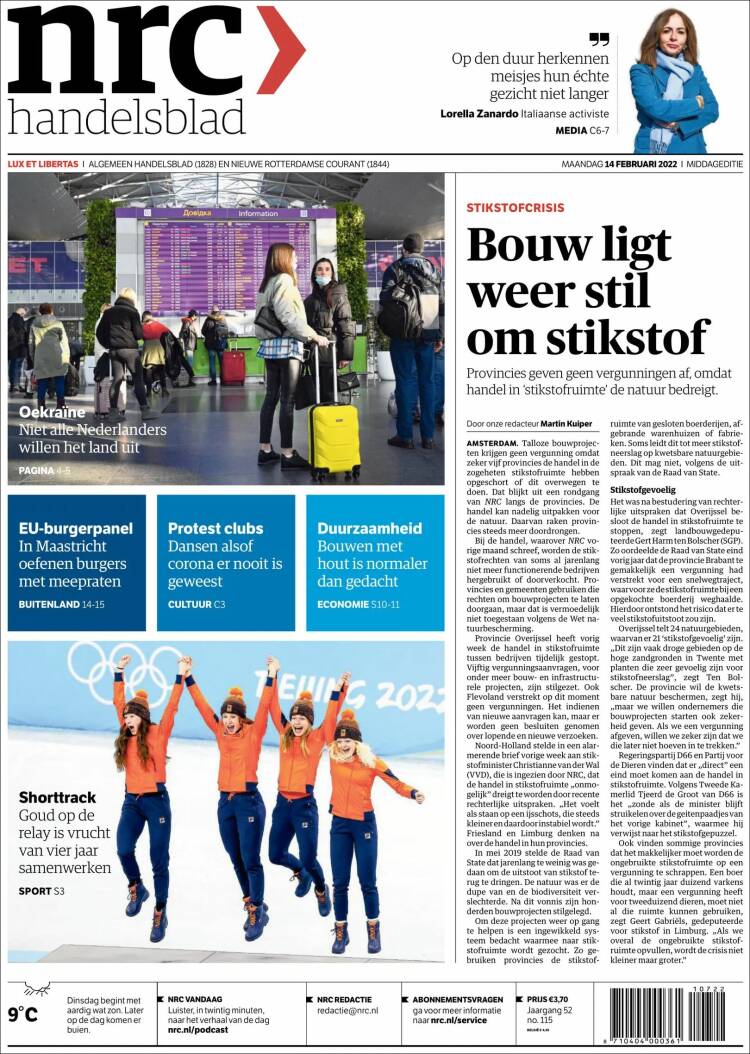 Portada de NRC Handelsblad (Pa&iacute;ses Bajos)