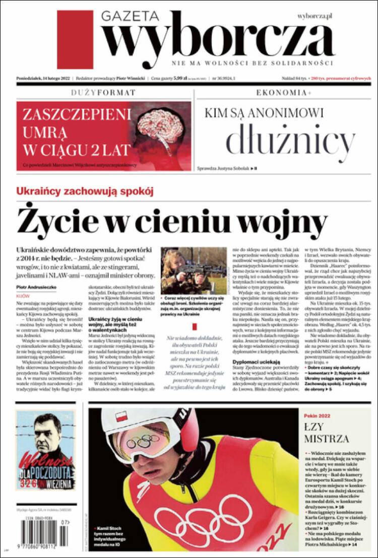 Portada de Gazeta Wyborcza (Polonia)