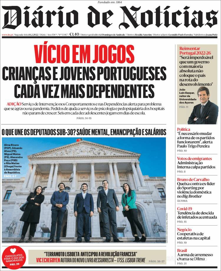 Portada de Diário de Noticias (Portugal)