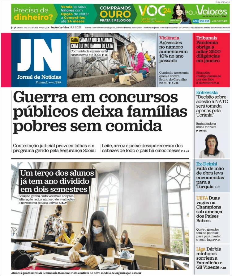 Portada de Jornal de Notícias (Portugal)