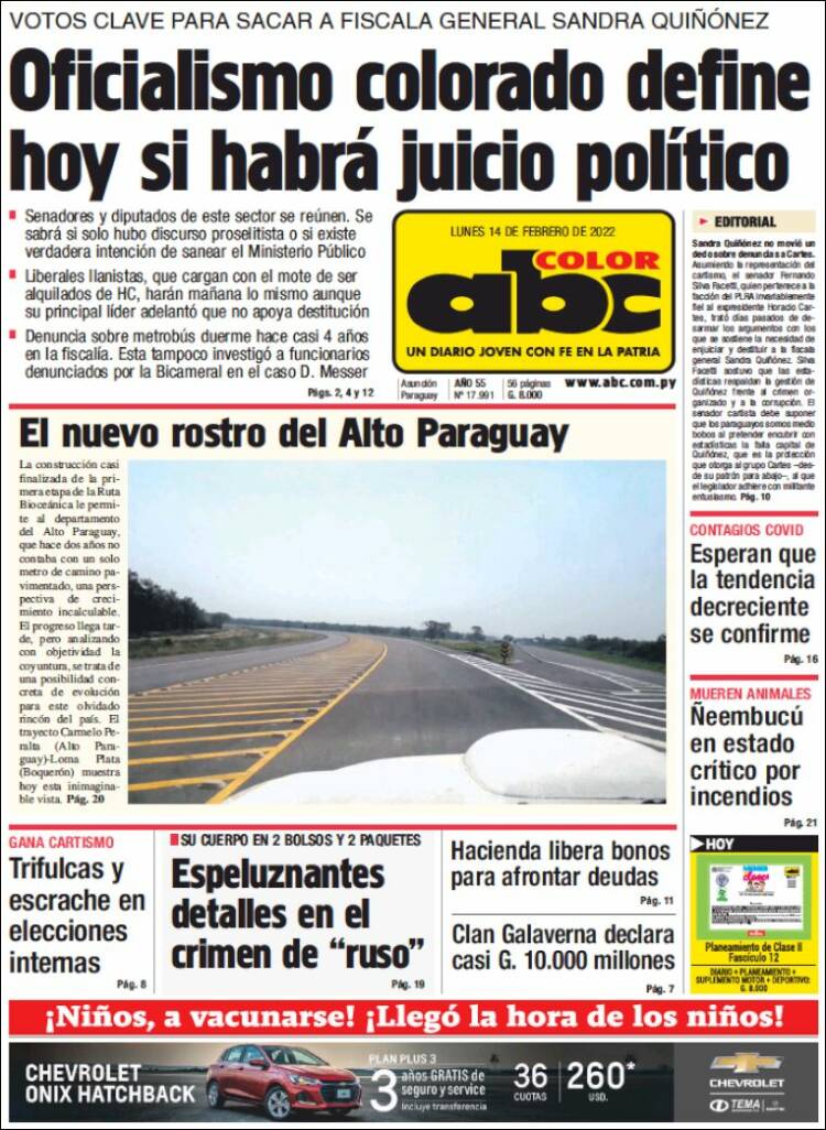 Portada de ABC Color (Paraguay)