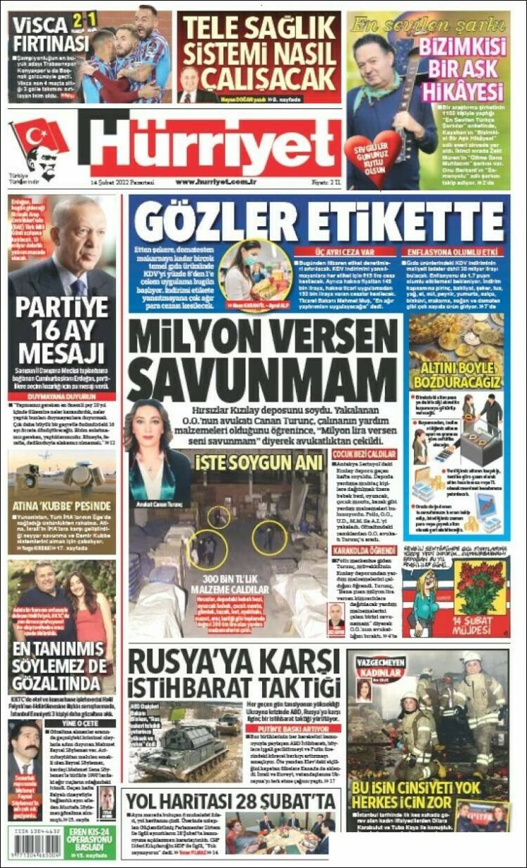 Portada de Hürriyet (Turqu&iacute;a)