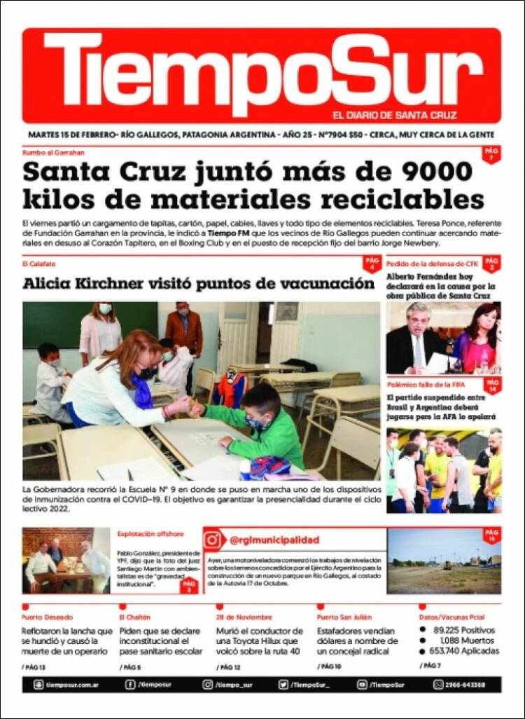 Portada de Tiempo Sur (Argentina)