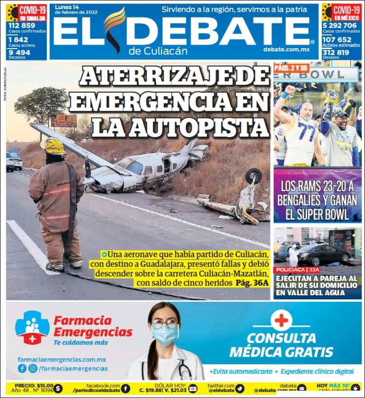 Portada de El Debate de Culiacán (México)