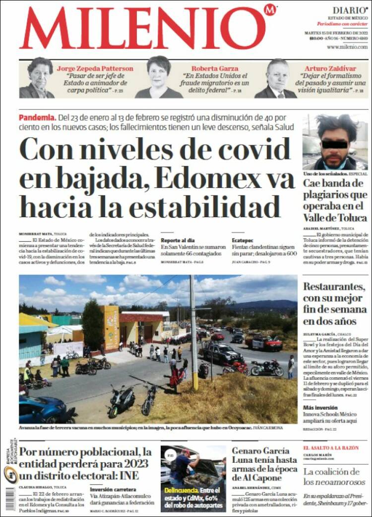 Portada de Milenio - Estado de México (México)