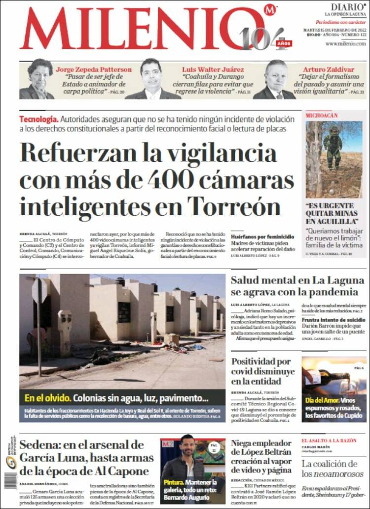 Portada de Milenio - Laguna (México)