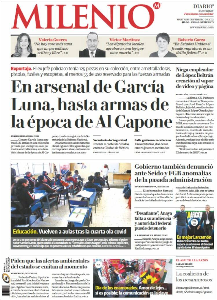 Portada de Milenio de Monterrey (México)